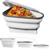 Reusable Pizza Storage Container with 5 Microwavable Serving Trays - Adjustable Pizza Slice Container to Organize & Save Space - white
