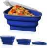 Reusable Pizza Storage Container with 5 Microwavable Serving Trays - Adjustable Pizza Slice Container to Organize & Save Space - blue
