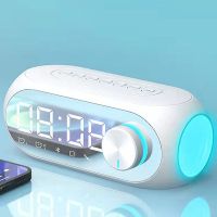 S8 Wireless Bluetooth Speaker HD Led Display Multifunction Stereo Bass Speakers Alarm Clock FM Radio TF Card Aux Music Playback. - WHITE