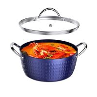 Aluminum Ceramic Coating Cooking Pot Milk Pan Non Stick Saucepan Casserole Dish - Blue - 3 L