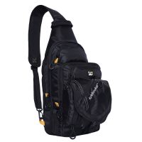 Fishing Sling Pack Fishing Crossbody Gear Storage Shoulder Bag - Black with Yellow