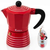 Electric Aluminum Stovetop Espresso Maker Espresso Cup Maker Italian Espresso - Red - 3 cups