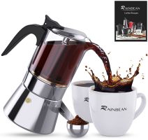 RAINBEAN Italian Expresso Maker, Moka Pot, Stovetop Coffee Makers, Stainless Steel Coffee Maker, 300ml/8.5oz/6 cup - moka pot