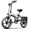 Electric Bike,400W Electric Commuter Bikes, Folding Ebike 16'' Electric Bicycle with 48V 10Ah Battery, 20MPH Adults/Teens City E Bike - Silver 12.8AH