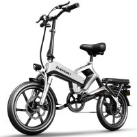 Electric Bike,400W Electric Commuter Bikes, Folding Ebike 16'' Electric Bicycle with 48V 10Ah Battery, 20MPH Adults/Teens City E Bike - Silver 12.8AH