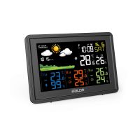 HD Fashion Multi-function Indoor And Outdoor Thermometer W/ Moon Phase Perpetual Calendar - Black - Measuring Instruments