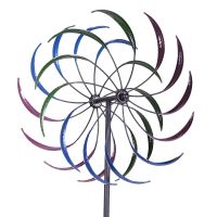 The Original Rainbow Wind Spinner;  Decorative Lawn Ornament Wind Mill; Tri-Colored Kinetic Garden Spinner - Rainbow windmill XH - Color