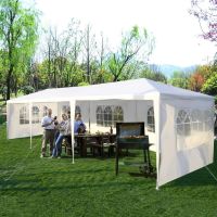 Heavy Duty Canopy Event Tent-10'x30' Outdoor White Gazebo Party Wedding Tent, w/5 Removable Sidewalls, Waterproof, Easy Set - one size