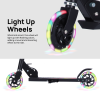 Scooter for Kids Ages 6-12, Light Up Wheels/Girls Boys Ages 3-5, Easy Folding Kids Scooter/3 Levels Adjustable Handlebar & Rear Brake - Black