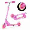 Scooter for Kids Ages 6-12, Light Up Wheels/Girls Boys Ages 3-5, Easy Folding Kids Scooter/3 Levels Adjustable Handlebar & Rear Brake - Rose Red