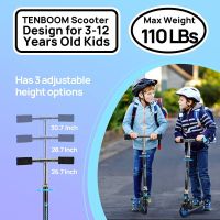 Scooter for Kids Ages 5-8, Kick Scooter with Adjustable Handlebars and Rear Brake Aluminum Frame, Lightweight, Scooter for Kids Ages 3-10   - Black