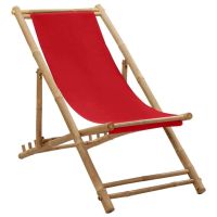 Deck Chair Bamboo and Canvas Red - Red