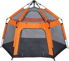 Kids Play Tent Pop Up Portable Hexagon Playhouse for Backyard Patio Indoor Outdoor Breathable Tent