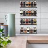 4Pcs Wall Mount Spice Racks Seasoning Herb Jar Holder Organizer Kitchen Pantry Door Storage Shelf - Black