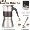 RAINBEAN Italian Expresso Maker, Moka Pot, Stovetop Coffee Makers, Stainless Steel Coffee Maker, 300ml/8.5oz/6 cup - moka pot