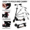 Scooter for Kids Ages 6-12, Light Up Wheels/Girls Boys Ages 3-5, Easy Folding Kids Scooter/3 Levels Adjustable Handlebar & Rear Brake - Black