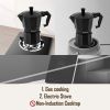 Electric Aluminum Stovetop Espresso Maker Espresso Cup Maker Italian Espresso - Black - 6 cups