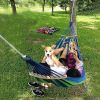 Camping Travel Beach Double Hammock Canvas Hanging Hammock Swing Bed - Blue Stripe - Canvas