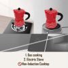 Electric Aluminum Stovetop Espresso Maker Espresso Cup Maker Italian Espresso - Red - 3 cups