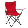 Smallsized Camping Folding Chair Heavy Duty Steel Frame Collapsible Padded Arm Chair with Cup Holder Quad Lumbar Back - Red