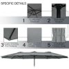Outdoor Garden Market Double-Sided Twin Patio 15 Feet Umbrella with Crank And Base - Gray - Outdoor Umbrellas
