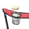 Smallsized Camping Folding Chair Heavy Duty Steel Frame Collapsible Padded Arm Chair with Cup Holder Quad Lumbar Back - Red