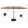 Outdoor Garden Market Double-Sided Twin Patio 15 Feet Umbrella with Crank And Base - Coffee - Outdoor Umbrellas