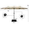 Outdoor Garden Market Double-Sided Twin Patio 15 Feet Umbrella with Crank And Base - Beige - Outdoor Umbrellas
