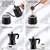 Electric Aluminum Stovetop Espresso Maker Espresso Cup Maker Italian Espresso - Black - 6 cups