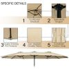 Outdoor Garden Market Double-Sided Twin Patio 15 Feet Umbrella with Crank And Base - Beige - Outdoor Umbrellas