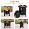 3-in-1 Charcoal BBQ Grill/Smoker Combo with Built-in Thermometer