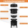 3-in-1 Charcoal BBQ Grill/Smoker Combo with Built-in Thermometer