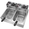 Deep Fryer 12.7QT/12L Stainless Steel Double Cylinder Electric Fryer with Baskets Filters,Electric Fryer for Turkey,French Fries,Donuts - As pictures