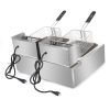 Deep Fryer 12.7QT/12L Stainless Steel Double Cylinder Electric Fryer with Baskets Filters,Electric Fryer for Turkey,French Fries,Donuts - As pictures
