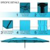 Outdoor Garden Market Double-Sided Twin Patio 15 Feet Umbrella with Crank And Base - Turquoise - Outdoor Umbrellas