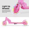 Scooter for Kids Ages 6-12, Light Up Wheels/Girls Boys Ages 3-5, Easy Folding Kids Scooter/3 Levels Adjustable Handlebar & Rear Brake - Rose Red