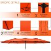 Outdoor Garden Market Double-Sided Twin Patio 15 Feet Umbrella with Crank And Base - Orange - Outdoor Umbrellas
