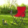 Smallsized Camping Folding Chair Heavy Duty Steel Frame Collapsible Padded Arm Chair with Cup Holder Quad Lumbar Back - Red