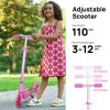 Scooter for Kids Ages 6-12, Light Up Wheels/Girls Boys Ages 3-5, Easy Folding Kids Scooter/3 Levels Adjustable Handlebar & Rear Brake - Rose Red