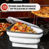 Reusable Pizza Storage Container with 5 Microwavable Serving Trays - Adjustable Pizza Slice Container to Organize & Save Space - white