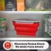 Reusable Pizza Storage Container with 5 Microwavable Serving Trays - Adjustable Pizza Slice Container to Organize & Save Space  - red