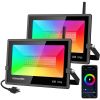 2-Pack 60W RGB Flood Lights Outdoor Garden Pathway Light Spotlight Lamps APP