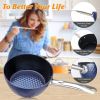 Aluminum Ceramic Coating Cooking Pot Milk Pan Non Stick Saucepan Casserole Dish - Blue - 1.5 L