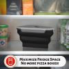 Reusable Pizza Storage Container with 5 Microwavable Serving Trays - Adjustable Pizza Slice Container to Organize & Save Space  - black