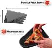 Reusable Pizza Storage Container with 5 Microwavable Serving Trays - Adjustable Pizza Slice Container to Organize & Save Space  - black