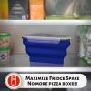 Reusable Pizza Storage Container with 5 Microwavable Serving Trays - Adjustable Pizza Slice Container to Organize & Save Space - blue