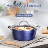 Aluminum Ceramic Coating Cooking Pot Milk Pan Non Stick Saucepan Casserole Dish - Blue - 3 L