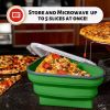 Reusable Pizza Storage Container with 5 Microwavable Serving Trays - Adjustable Pizza Slice Container to Organize & Save Space  - green