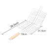 Iron Wire Barbecue Grilling Basket BBQ Net Wooden Handle Meat Fish Clip Holder