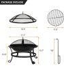 Bosonshop 22'' Outdoor Wood Burning BBQ Grill Firepit Bowl w/Spark Round Mesh Spark Screen Cover Fire Poker Patio Fire Pit Bonfire  - KM3752